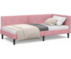 Lova Kampinė lovos konstrukcija Rožinė 100 cm x 200 cm Aksomas