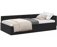 Lova Kampinė lovos konstrukcija Juoda 80 cm x 200 cm Aksomas