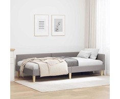 Lova Kampinė lovos konstrukcija Taupe 90 x 190 cm audinys