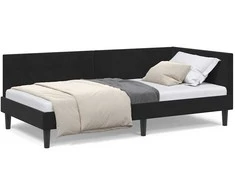 Lova Kampinė lovos konstrukcija Juoda 90 cm x 200 cm Aksomas