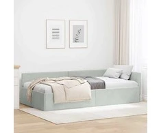 Lova Kampinė lovos konstrukcija Šviesiai pilka 90 cm x 190 cm
