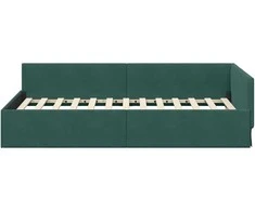 Lova Kampinė lovos konstrukcija Tamsiai žalia 80 cm x 200 cm Aksomas