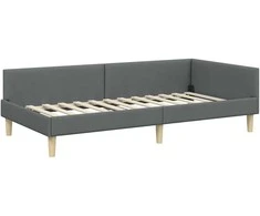 Lova Kampinė lovos konstrukcija Tamsiai pilka 100 x 200 cm audinys