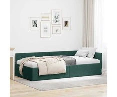 Lova Kampinė lovos konstrukcija Tamsiai žalia 90 cm x 190 cm Aksomas
