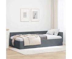 Lova Kampinė lovos konstrukcija Tamsiai pilka 100 cm x 200 cm