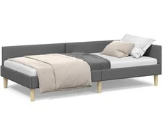 Lova Kampinė lovos konstrukcija Tamsiai pilka 80 x 200 cm audinys