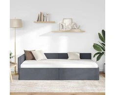 Lova Kampinė lovos konstrukcija Tamsiai pilka 90 cm x 190 cm Aksomas