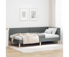 Lova Kampinė lovos konstrukcija Tamsiai pilka 100 cm x 200 cm