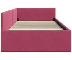 Lova Kampinė lovos konstrukcija Vyno raudona 90 cm x 190 cm Aksomas