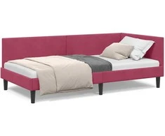 Lova Kampinė lovos konstrukcija Vyno raudona 80 cm x 200 cm Aksomas