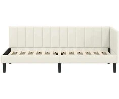 Lova Kampinė lovos konstrukcija Kreminė 80 cm x 200 cm Aksomas