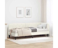 Lova Kampinė lovos konstrukcija Kreminė 80 x 200 cm Aksomas