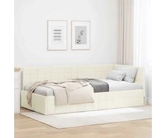 Lova Kampinė lovos konstrukcija Kreminė 100 cm x 200 cm Aksomas