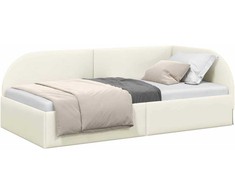 Lova Kampinė lovos konstrukcija Kreminė 90 cm x 200 cm Aksomas