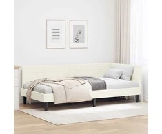 Lova Kampinė lovos konstrukcija Kreminė 90 cm x 200 cm Aksomas