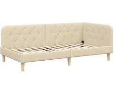Lova Kampinė lovos konstrukcija Kreminė 100 x 200 cm audinys