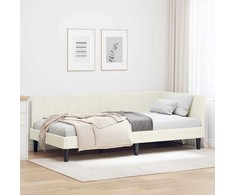 Lova Kampinė lovos konstrukcija Kreminė 90 cm x 200 cm Aksomas