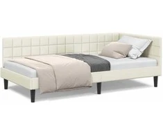 Lova Kampinė lovos konstrukcija Kreminė 90 cm x 190 cm Aksomas