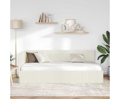 Lova Kampinė lovos konstrukcija Kreminė 90 cm x 200 cm Aksomas
