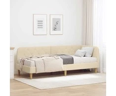 Lova Kampinė lovos konstrukcija Kreminė 80 x 200 cm audinys