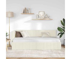 Lova Kampinė lovos konstrukcija Kreminė 90 cm x 190 cm Aksomas