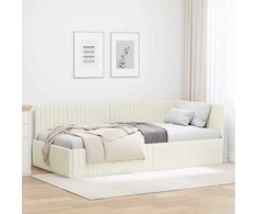 Lova Kampinė lovos konstrukcija Kreminė 100 cm x 200 cm Aksomas