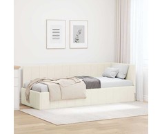 Lova Kampinė lovos konstrukcija Kreminė 80 cm x 200 cm Aksomas