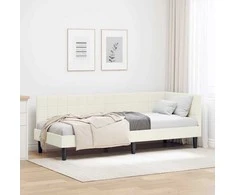 Lova Kampinė lovos konstrukcija Kreminė 80 cm x 200 cm Aksomas
