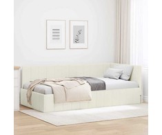 Lova Kampinė lovos konstrukcija Kreminė 100 cm x 200 cm Aksomas