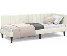 Lova Kampinė lovos konstrukcija Kreminė 80 cm x 200 cm Aksomas