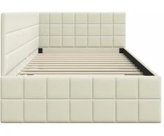Lova Kampinė lovos konstrukcija Kreminė 100 cm x 200 cm Aksomas
