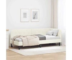 Lova Kampinė lovos konstrukcija Kreminė 80 x 200 cm Aksomas