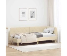 Lova Kampinė lovos konstrukcija Kreminė 80 x 200 cm audinys