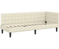 Lova Kampinė lovos konstrukcija Kreminė 80 cm x 200 cm Aksomas