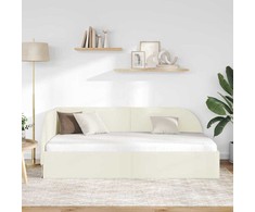 Lova Kampinė lovos konstrukcija Kreminė 90 cm x 190 cm Aksomas