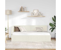 Lova Kampinė lovos konstrukcija Kreminė 90 cm x 190 cm Aksomas