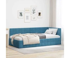 Lova Kampinė lovos konstrukcija Mėlyna 100 cm x 200 cm Aksomas