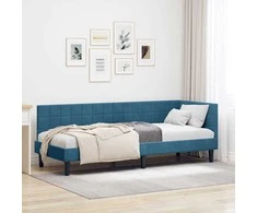 Lova Kampinė lovos konstrukcija Mėlyna 80 cm x 200 cm Aksomas