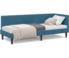 Lova Kampinė lovos konstrukcija Mėlyna 80 cm x 200 cm Aksomas