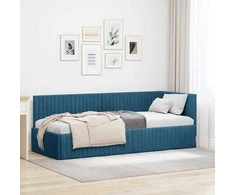 Lova Kampinė lovos konstrukcija Mėlyna 80 cm x 200 cm Aksomas