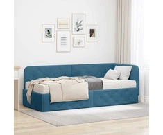 Lova Kampinė lovos konstrukcija Mėlyna 80 x 200 cm Aksomas