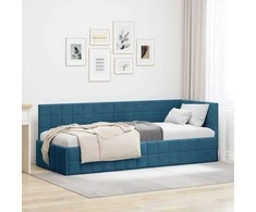 Lova Kampinė lovos konstrukcija Mėlyna 80 cm x 200 cm Aksomas