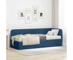 Lova Kampinė lovos konstrukcija Mėlyna 80 x 200 cm audinys
