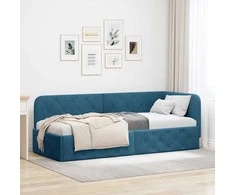 Lova Kampinė lovos konstrukcija Mėlyna 80 x 200 cm Aksomas