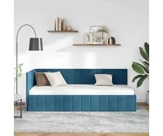 Lova Kampinė lovos konstrukcija Mėlyna 80 cm x 200 cm Aksomas