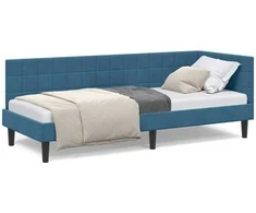 Lova Kampinė lovos konstrukcija Mėlyna 80 cm x 200 cm Aksomas