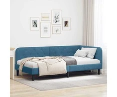Lova Kampinė lovos konstrukcija Mėlyna 90 x 200 cm Aksomas