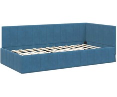 Lova Kampinė lovos konstrukcija Mėlyna 90 cm x 190 cm Aksomas