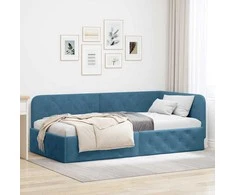 Lova Kampinė lovos konstrukcija Mėlyna 90 x 200 cm Aksomas