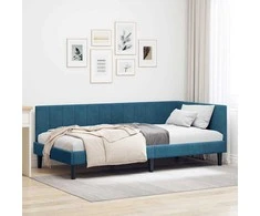 Lova Kampinė lovos konstrukcija Mėlyna 90 cm x 190 cm Aksomas